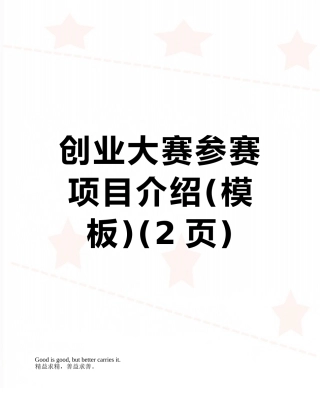 创业大赛参赛项目介绍