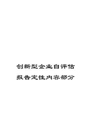 创新型企业自评估报告定性内容部分
