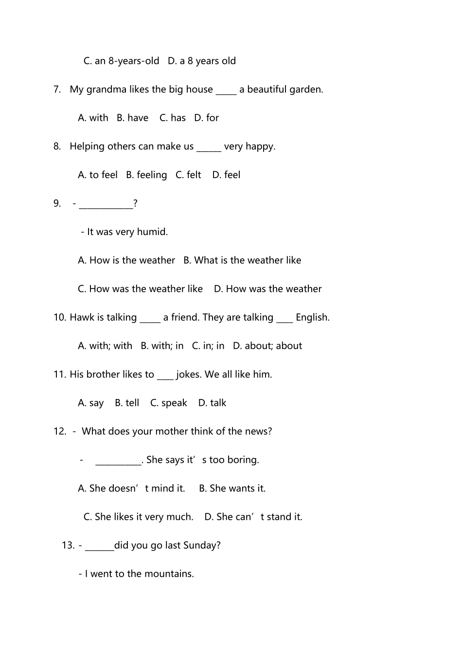 初一英语下学期期末测试题_第3页