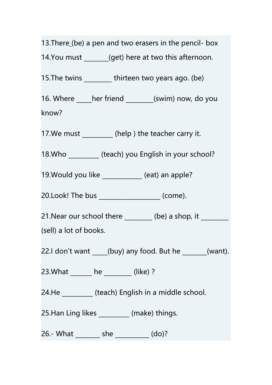 初一英语时态专练之综合练习_第3页