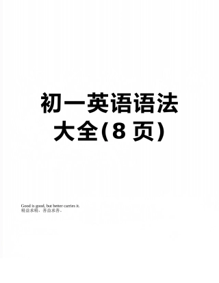 初一英语语法大全