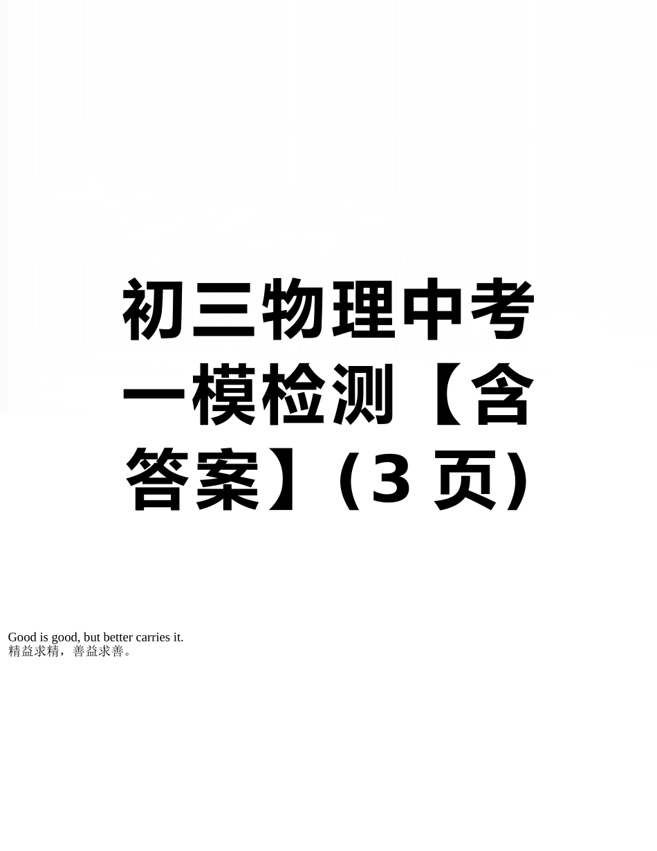 初三物理中考一模检测_第1页