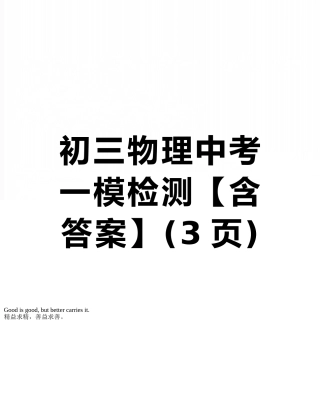 初三物理中考一模检测