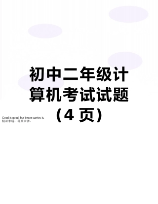 初中二年级计算机考试试题