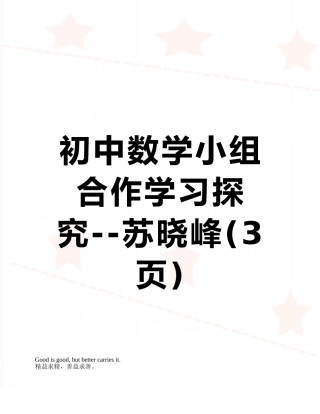 初中数学小组合作学习探究--苏晓峰