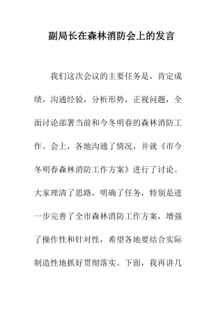 副局长在森林消防会上的发言