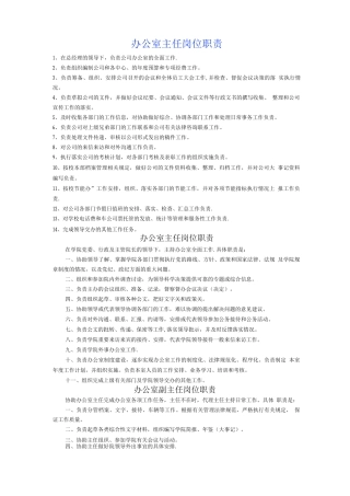 办公室正副主任岗位职责