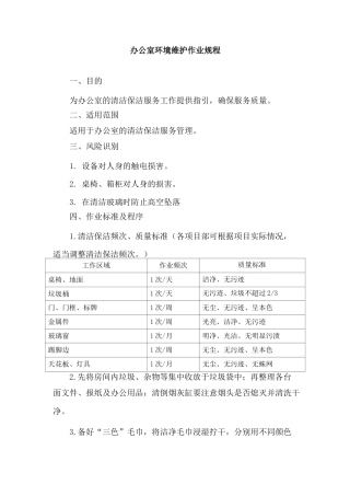 办公室环境维护作业规程