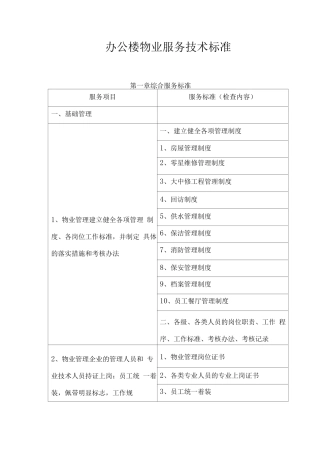 办公楼物业服务技术标准