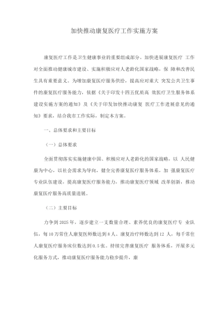 加快推进康复医疗工作实施方案2