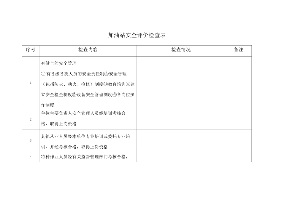 加油站安全评价检查表_第1页
