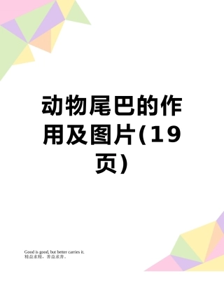动物尾巴的作用及图片