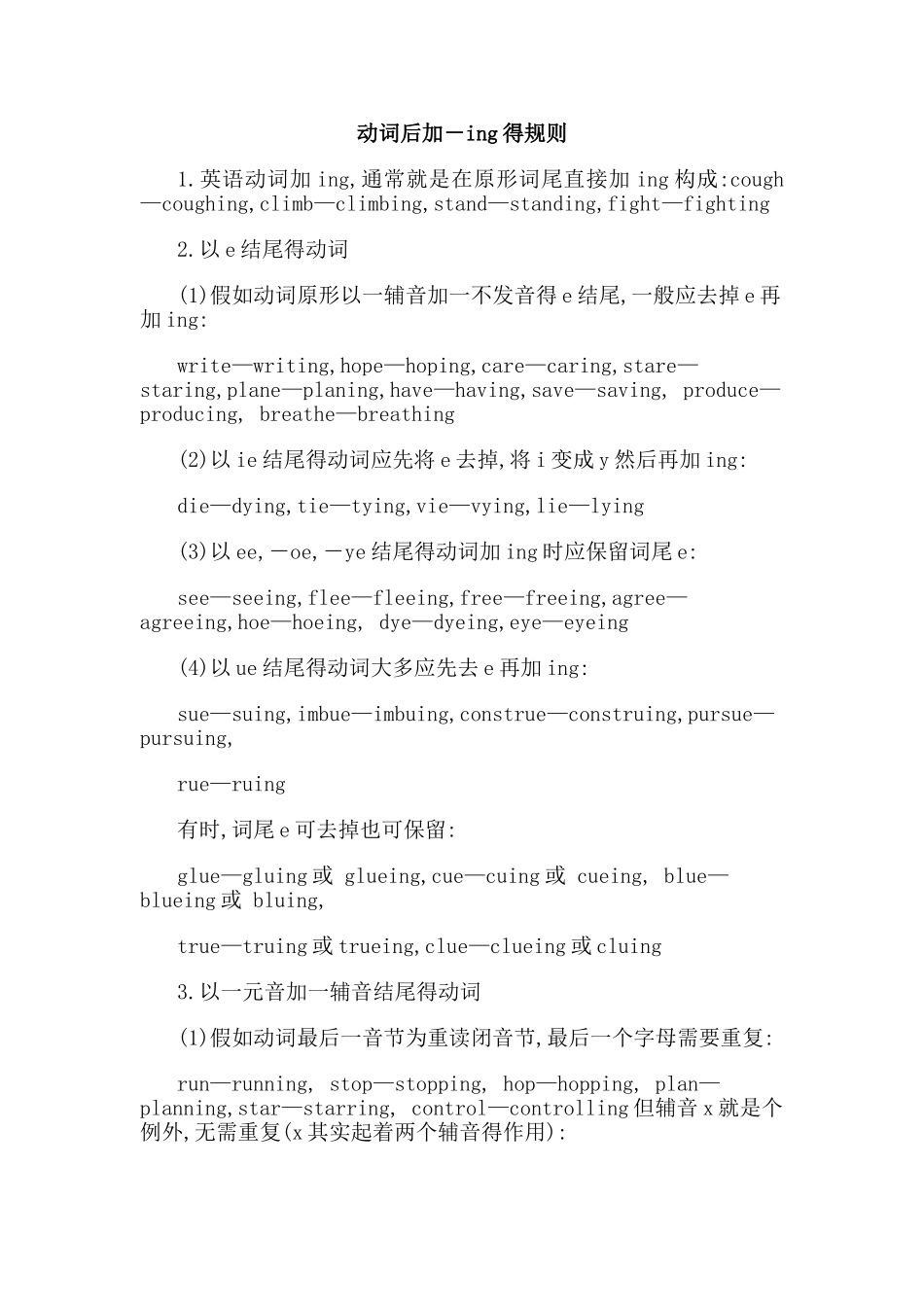 动词后加-ing的规则_第1页