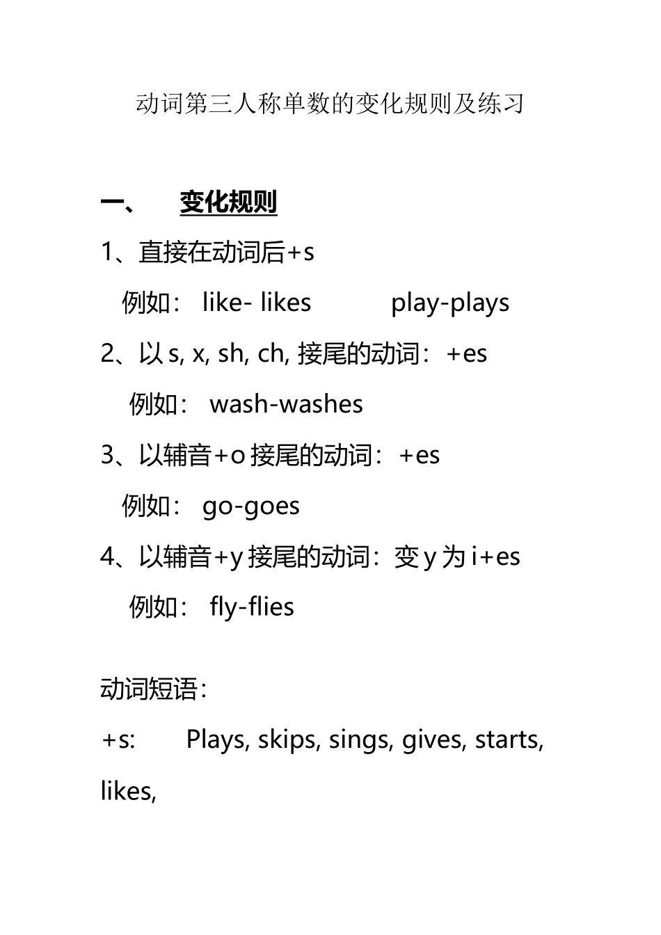 动词第三人称单数的变化规则及练习_第2页