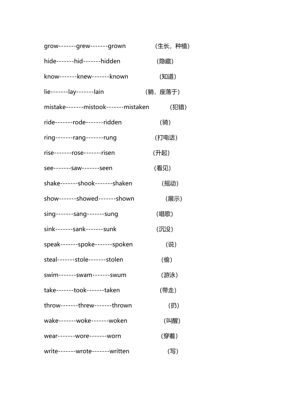 动词过去式不规则变化表_第3页