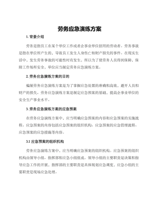 劳务应急演练方案