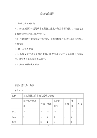 劳动力组织方案