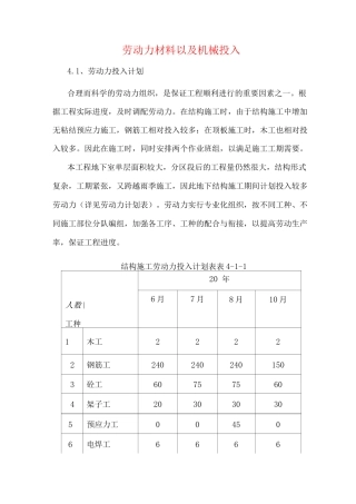 劳动力材料以及机械投入