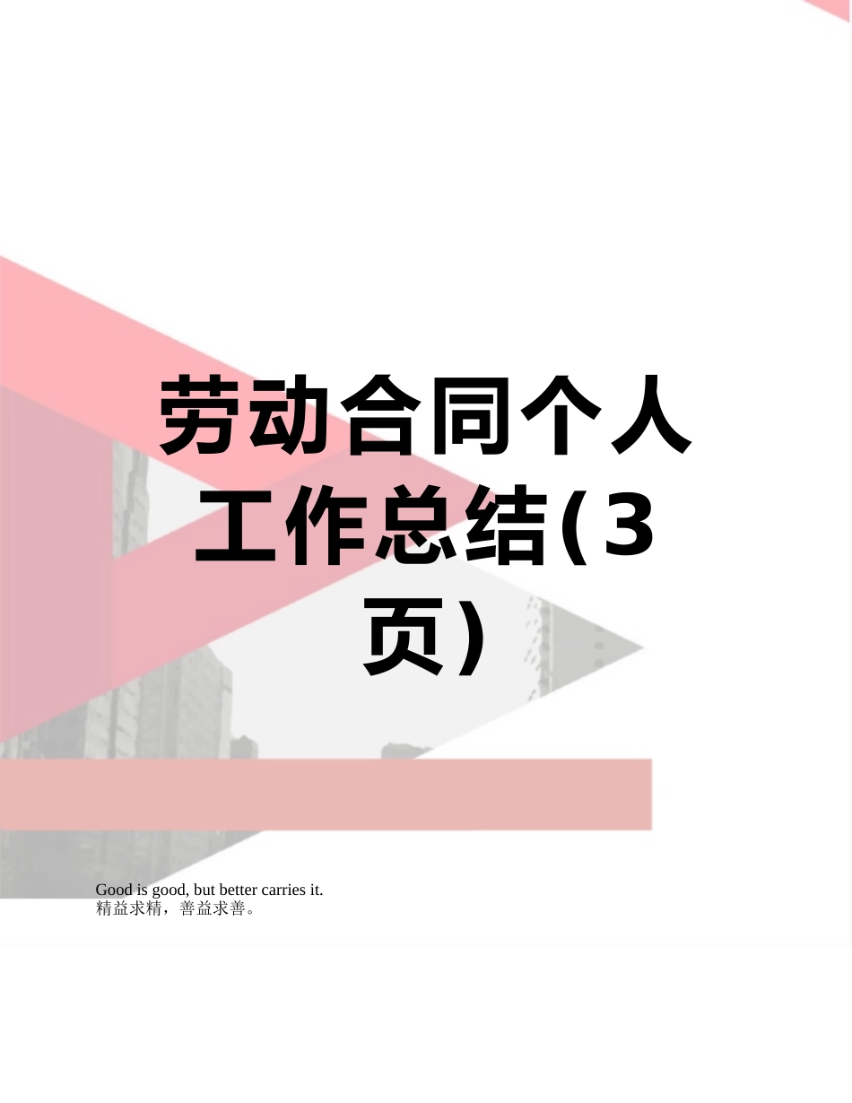 劳动合同个人工作总结_第1页