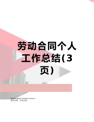 劳动合同个人工作总结