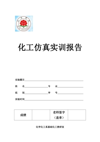 化工仿真实训报告