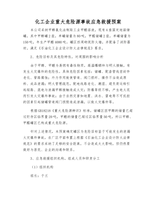 化工企业重大危险源事故应急救援预案