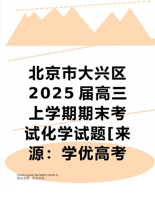北京市大兴区2025届高三上学期期末考试化学试题