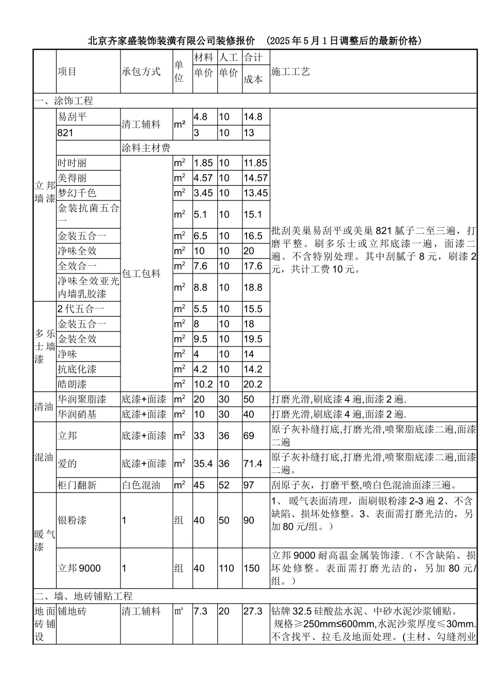北京齐家盛装饰装潢有限公司装修报价_第1页