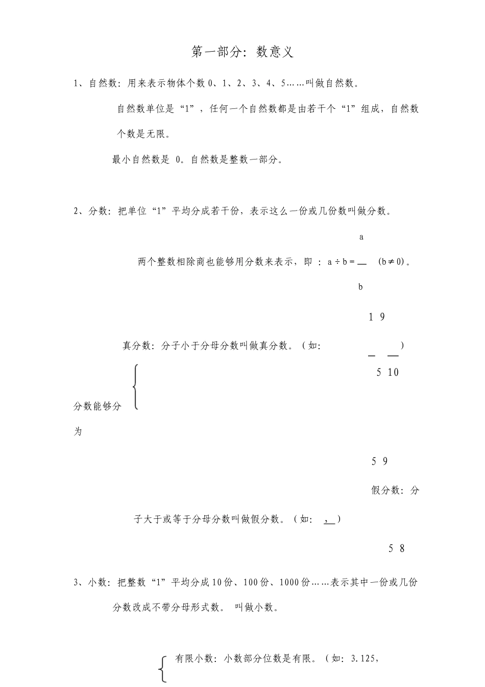 北师大六年级数学总复习知识点资料_第1页