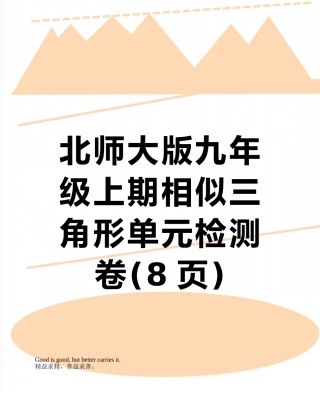 北师大版九年级上期相似三角形单元检测卷