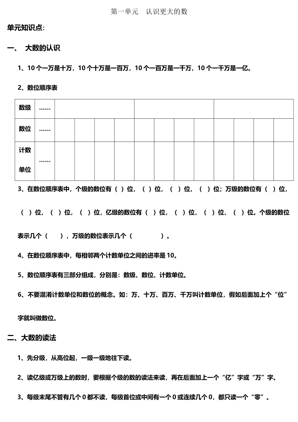 北师大版四年级数学第一单元认识更大的数_第2页