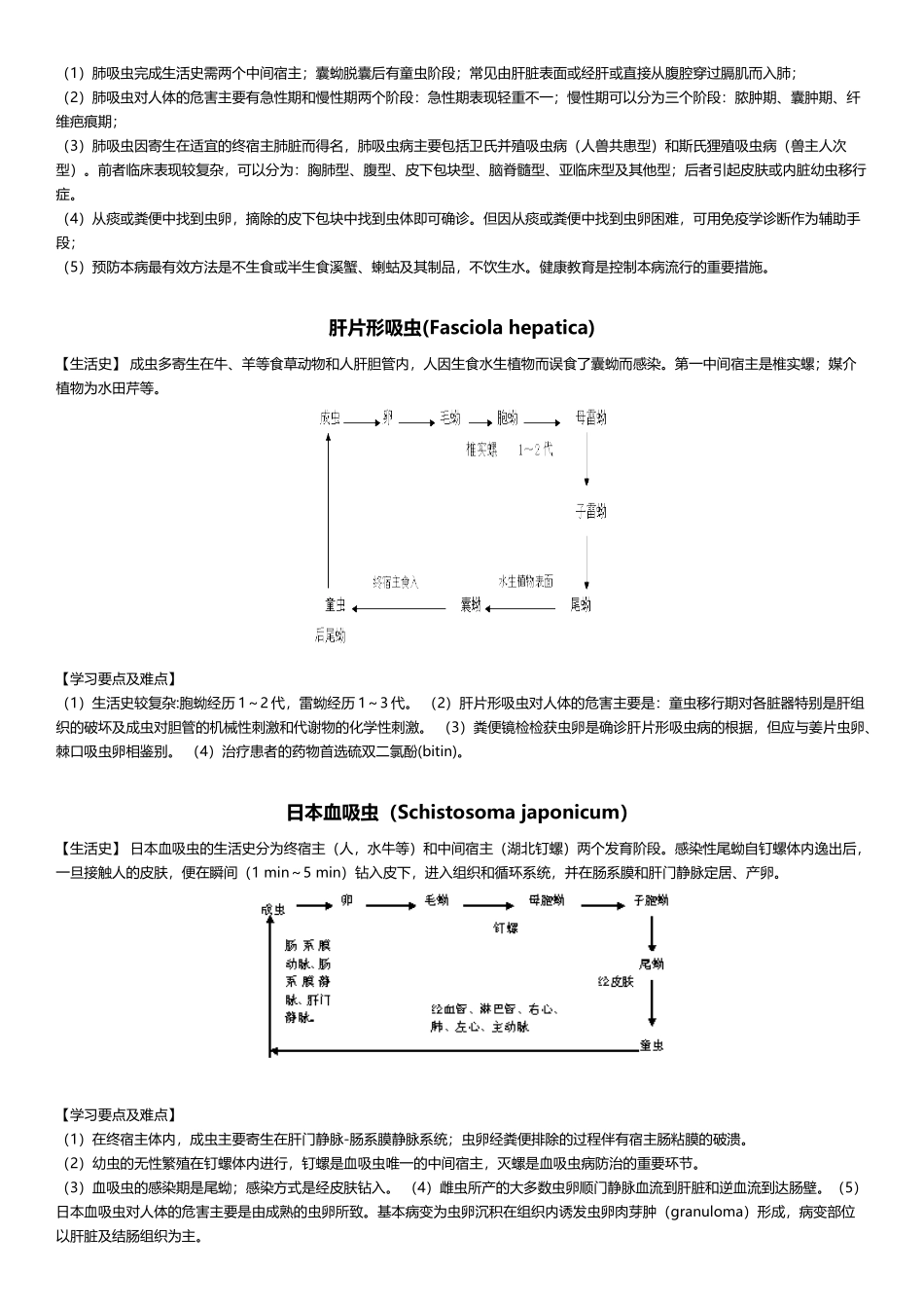医学寄生虫生活史要点-重点-考点_第3页