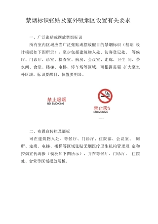 医疗卫生机构禁烟标识张贴及室外吸烟区设置有关要求