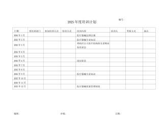 医疗器械公司年度培训计划及培训记录