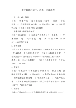 医疗器械清洗、消毒、灭菌流程