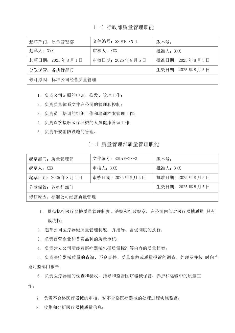 医疗器械经营企业岗位职责_第3页