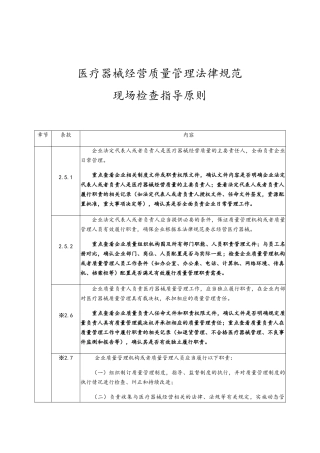医疗器械质量管理规范现场指导原则