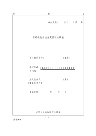 医疗机构申请变更登记注册表