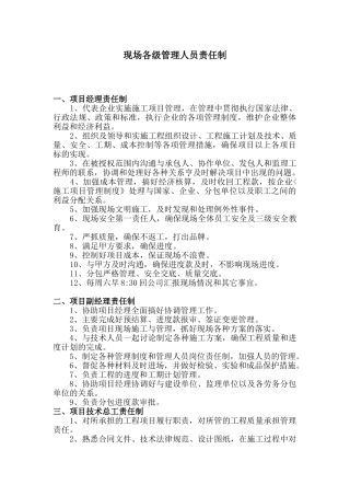 医科大学项目现场各级管理制度