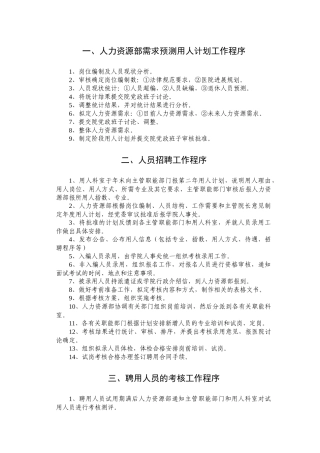 医院人事管理各种工作程序
