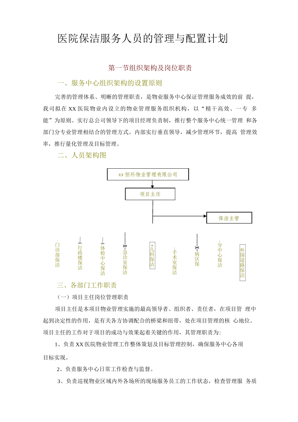 医院保洁服务人员的管理与配置计划_第1页