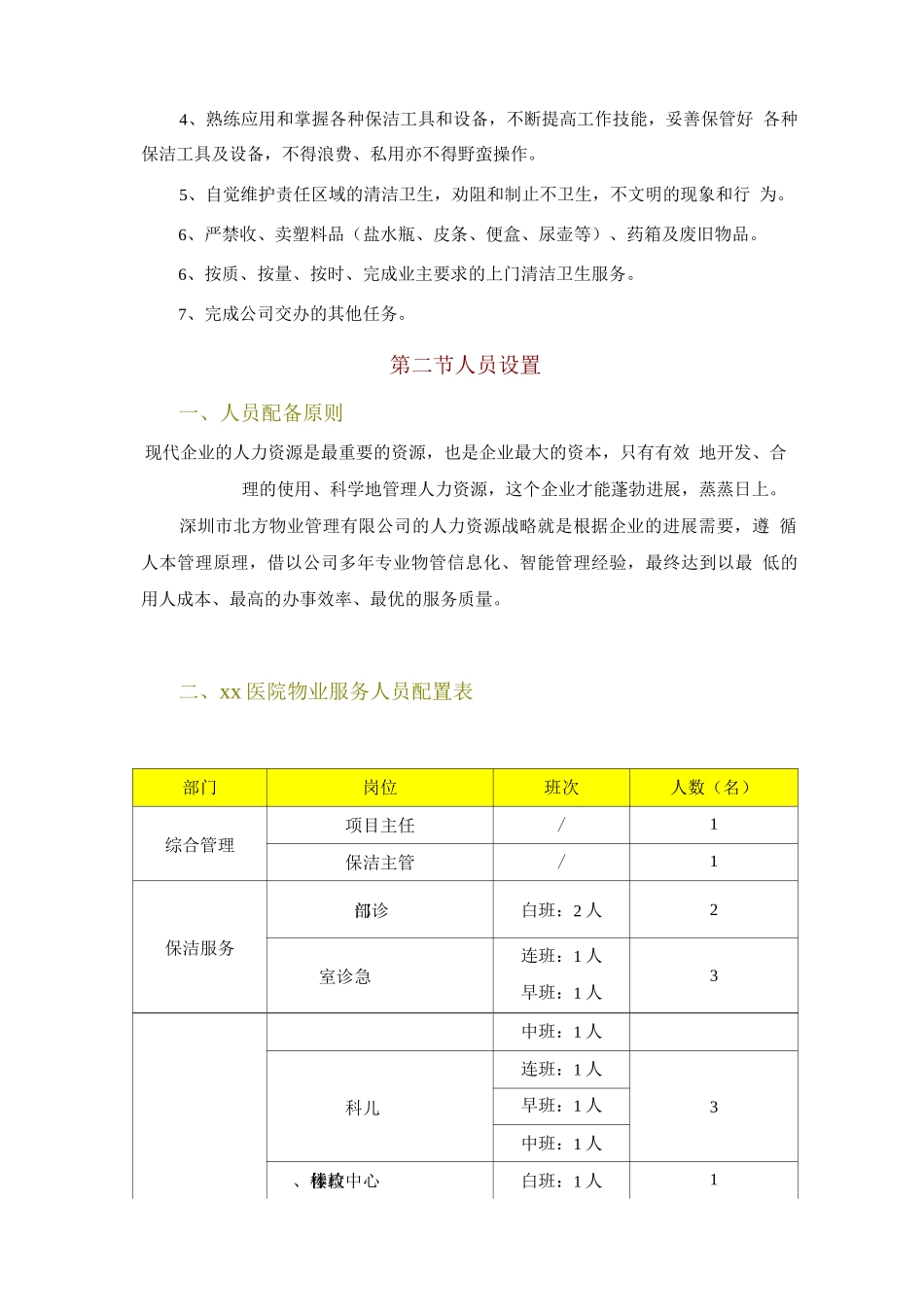 医院保洁服务人员的管理与配置计划_第3页