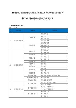 医院医疗机构电子票据升级改造采购项目采购需求