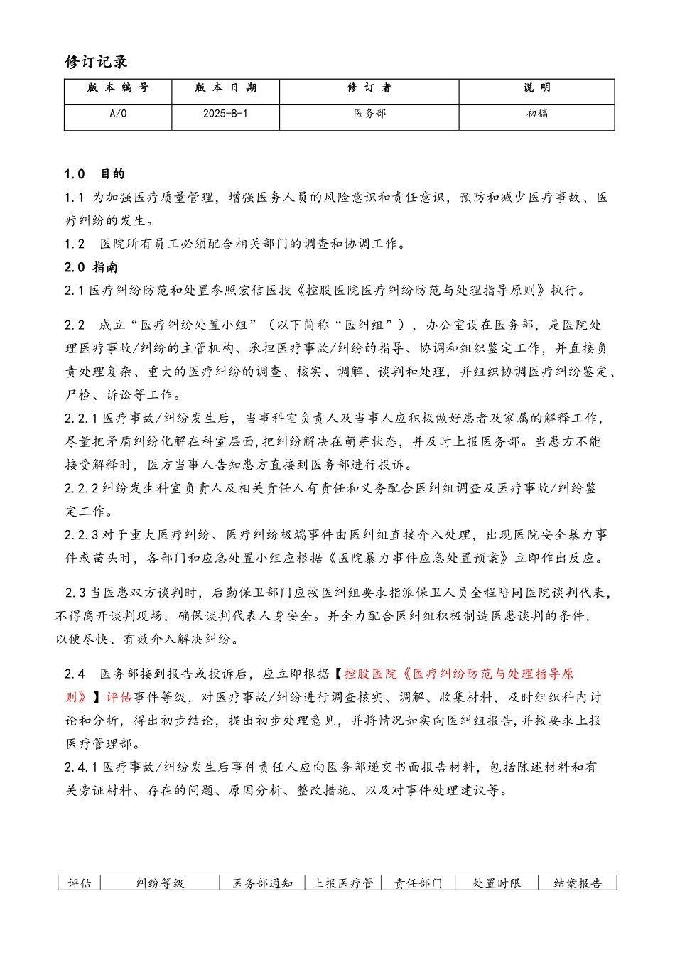 医院医纠管理办法和响应流程_第2页