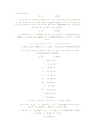 医院实施绩效考核方案.