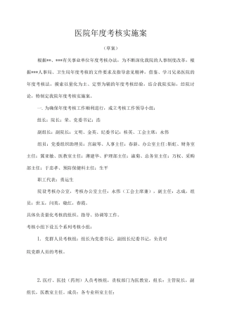 医院年度考核实施计划方案