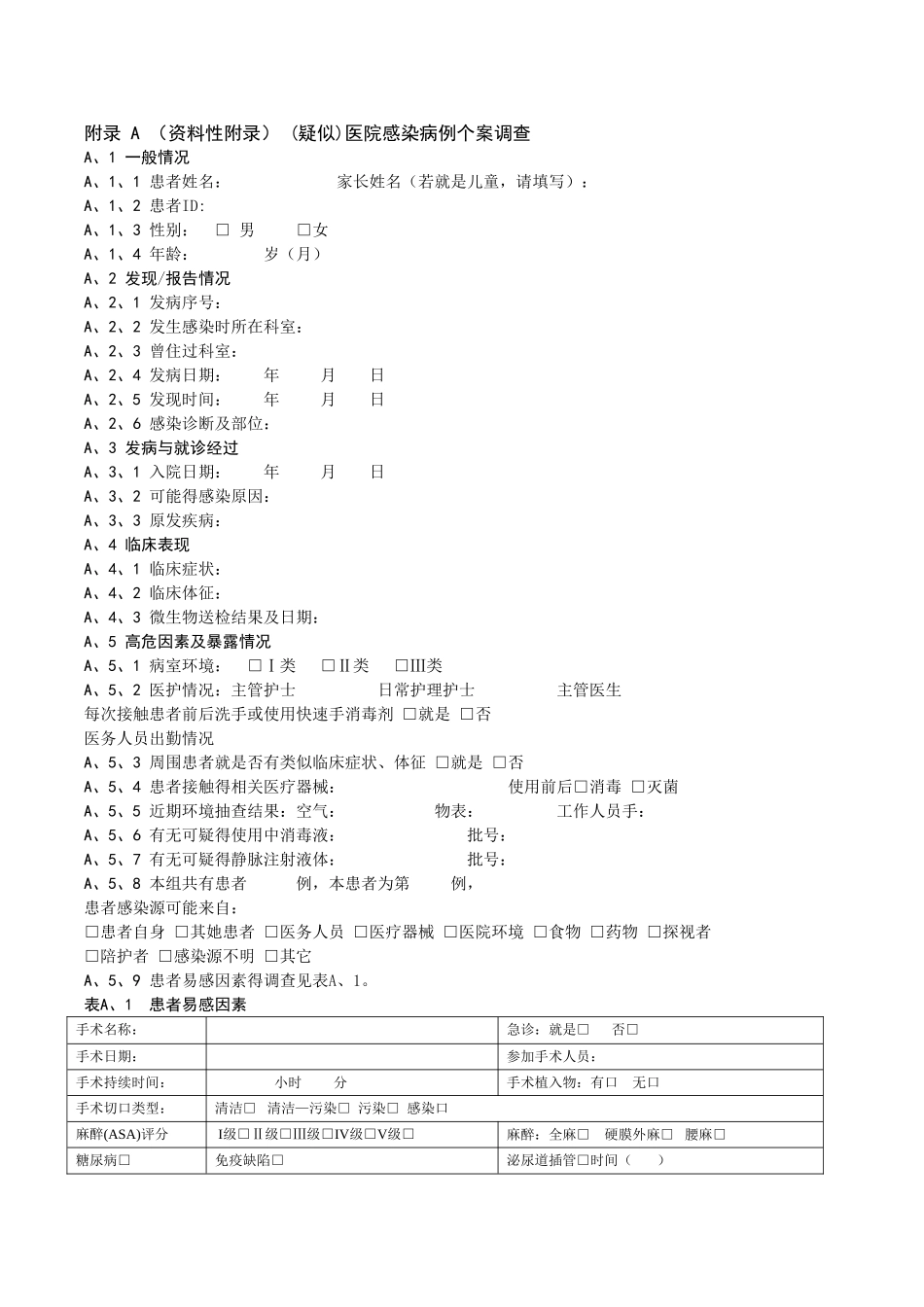 医院感染暴发 附表_第1页