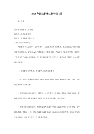 医院护士工作计划4篇