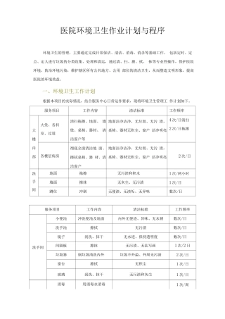 医院环境卫生作业计划与程序