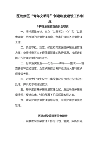 医院病区“青年文明号”创建制度建设工作制度
